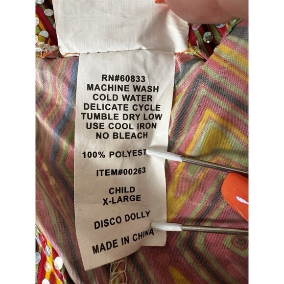 California Costume Psychedelic 70s Disco Dolly Dress XL Child Go Go Dancer - Picture 4 of 6